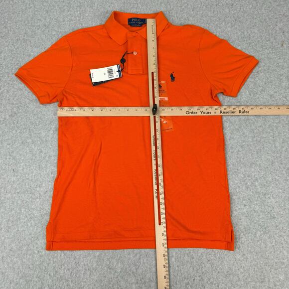 Polo Ralph Lauren Men's Small Orange Collared Shirt Short Sleeve Blue Pony NWT - Picture 4 of 5